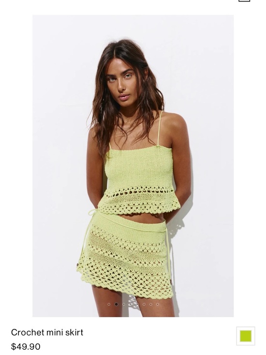 Pull&Bear Other - Crochet Pull & Bear Two-Piece Swim coverup Tank and Skirt Set in Light Green